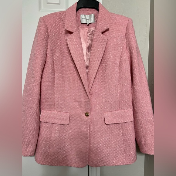 NWOT Endless Rose Tweed Pink Blazer with Notched Lapels - Picture 2 of 5